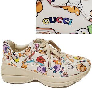 GUCCI SNEAKERS RHYTON PIKARAR ZOO ANIMALS LEATHER SHOES sz 39 9 US